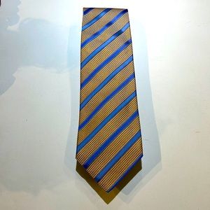 Massimo Bizzocchi Handmade Luxury tie Golden tan with blue stripes